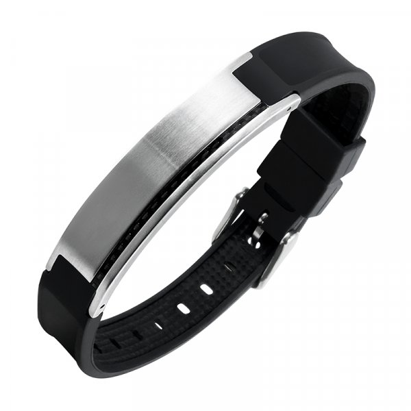 Lunavit Magnetschmuck Armband Carbo Stripe aus Silikon für Damen und Herren Detailansicht
